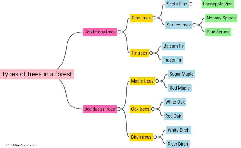 Types of trees in a forest