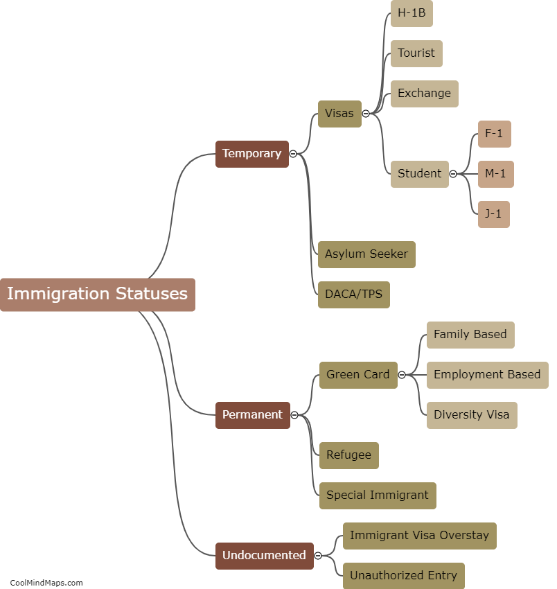 What are the different types of immigration statuses?